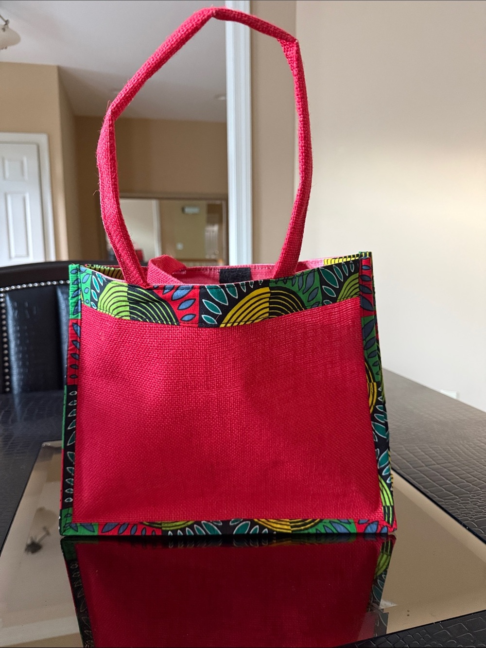 Red Patterned African fabric Tote Bag - Stylish Everyday Carry
